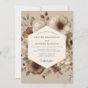 Convite Casamento Floral Lavado em Taupe