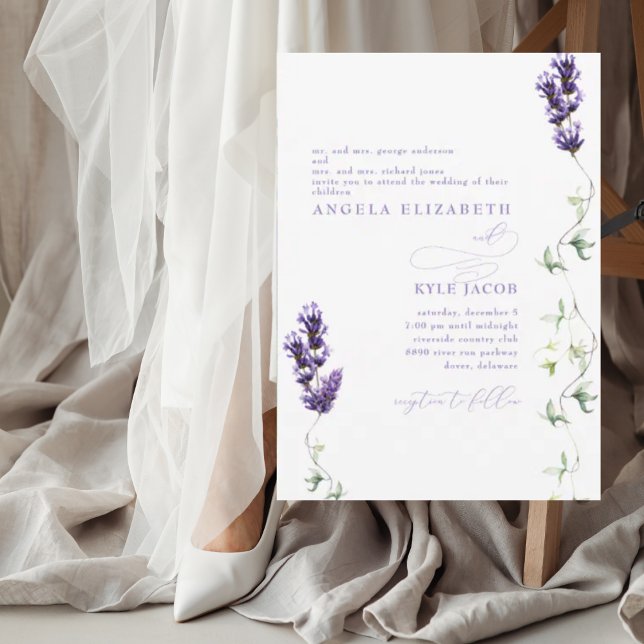 Convite Casamento Floral Lavanda Ambos os Pais (Criador carregado)
