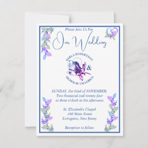 Convite Casamento Floral Lavanda e Azul