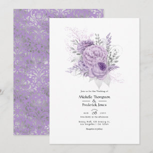 Convite Casamento Floral Lavanda e Prata
