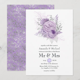 Convite Casamento Floral Lavanda e Prata