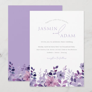 Convite Casamento Floral Lavanda Elegante