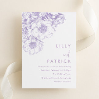 Convite Casamento Floral Lavanda Elegante