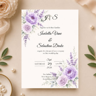Convite Casamento Floral Lavanda Elegante
