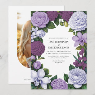Convite Casamento Floral Lavanda, Malva e Ameixa