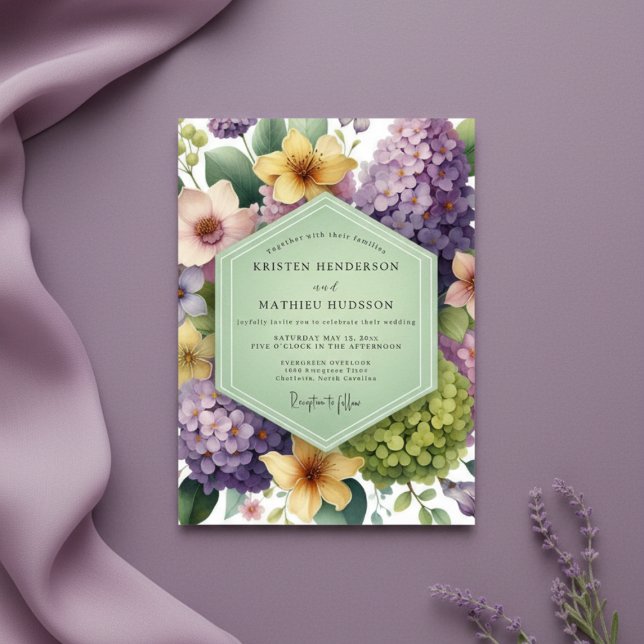 Convite Casamento Floral Lavanda Roxa Caprichoso (Criador carregado)