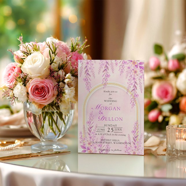 Convite Casamento Floral Lavanda Soft Elegante (Criador carregado)