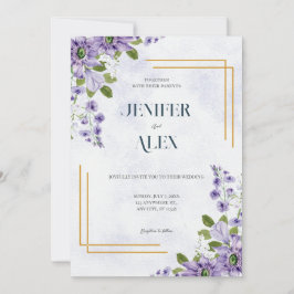 Convite Casamento Floral Lavante De Flor Roxo