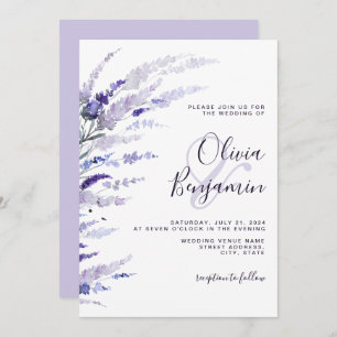 Convite Casamento Floral Lilac Com Lavanda Elegante Roxo