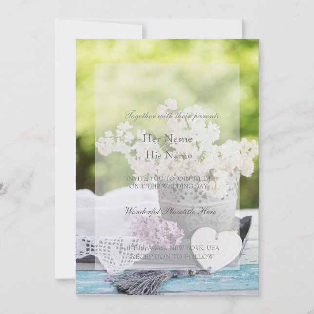 Convite Casamento Floral Lilac Romântico Primavera Fllower (Frente)