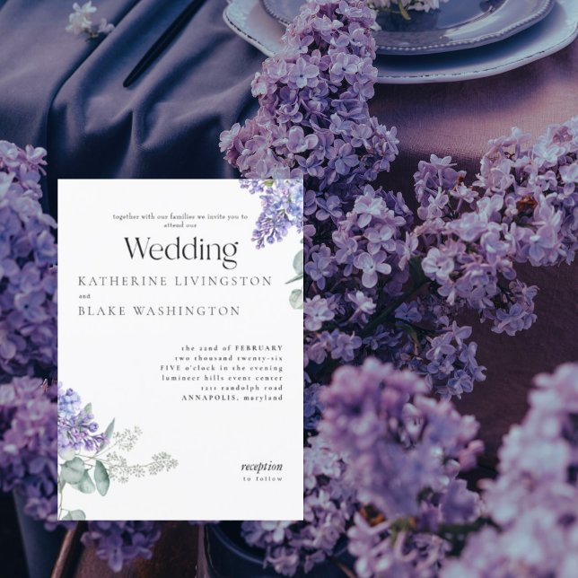 Convite Casamento Floral Lilás (Criador carregado)