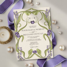 Casamento Floral Lilás Roxo Vintage Art Nouveau