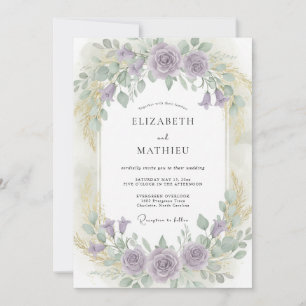 Convite Casamento Floral Lírico Lavanda
