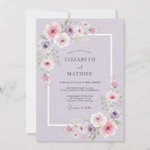 Convite Casamento Floral Luminoso de Lavanda