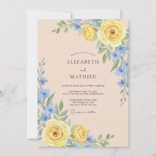 Convite Casamento Floral Macio Amarelo Romance