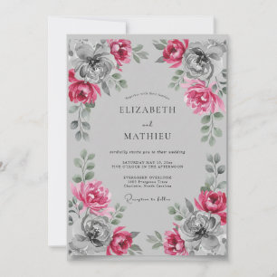 Convite Casamento Floral Magenta Mal-humorado