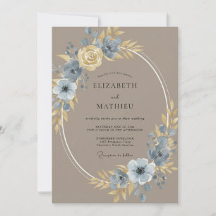 Convite Casamento Floral Majestoso Bege