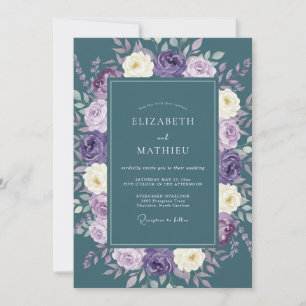 Convite Casamento Floral Majestoso Turquesa
