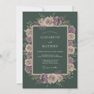 Convite Casamento Floral Mal-humorado Evergreen