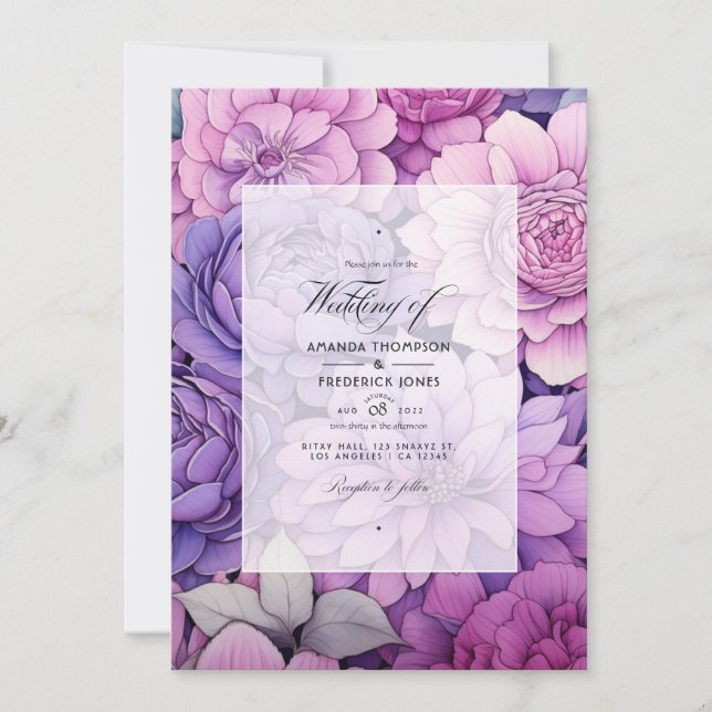 Convite Casamento Floral Malva (Frente)