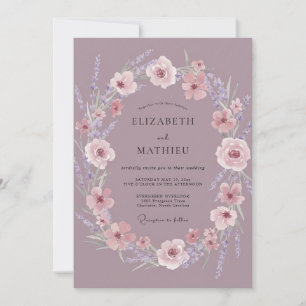 Convite Casamento Floral Malva