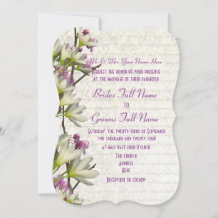 Convite Casamento floral malva e branco feminino bonito