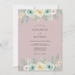 Convite Casamento Floral Malva na Primavera