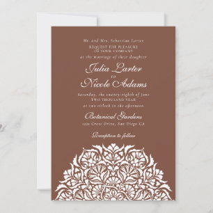 Convite Casamento Floral Mandala Boho Marrom Empoeirado Ca