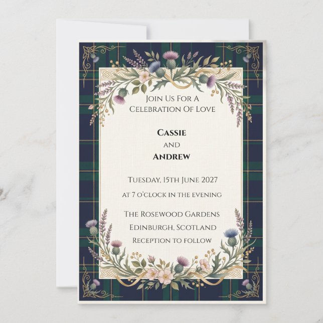Convite Casamento Floral Marinho (Frente)