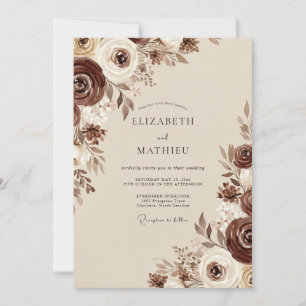 Convite Casamento Floral Marrom da Floresta