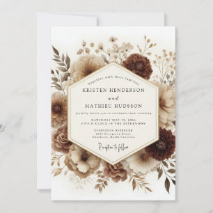 Convite Casamento Floral Marrom da Floresta