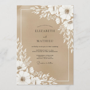 Convite Casamento Floral Marrom Floresta
