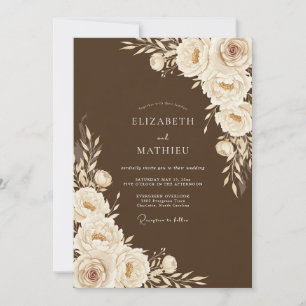 Convite Casamento Floral Marrom Romance
