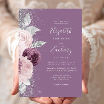 Casamento Floral Mauve Blush Silver Glitter