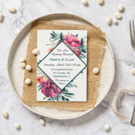 Convite Casamento Floral Mauve e Burgundy