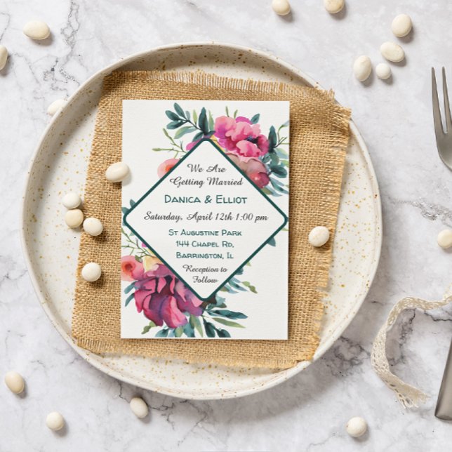 Convite Casamento Floral Mauve e Burgundy (Criador carregado)