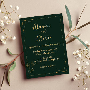 Convite Casamento floral mauve verde de ouro minimalista
