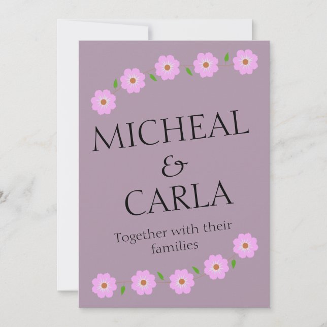 Convite Casamento floral minimalista (Frente)
