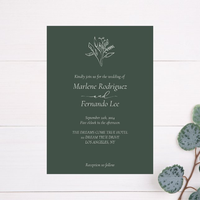 Convite Casamento Floral Minimalista (Criador carregado)