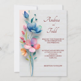 Convite Casamento floral minimalista