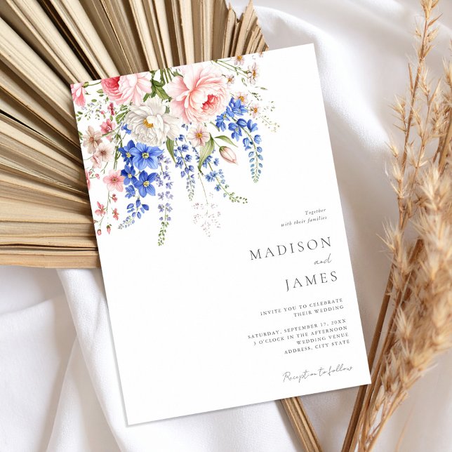 Convite Casamento Floral Minimalista Boho Wildflower (Criador carregado)