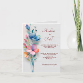 Convite Casamento floral minimalista dobrado