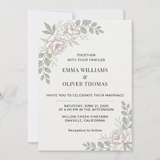 Convite Casamento Floral Minimalista Elegante