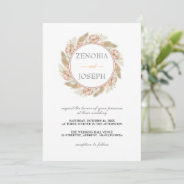 Convite Casamento Floral Mínimo Leaf Boho