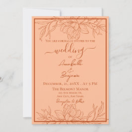 Convite Casamento Floral Mínimo Moderno e Rust