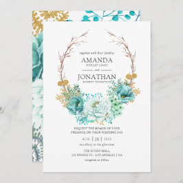 Convite Casamento Floral Mint Watercolor