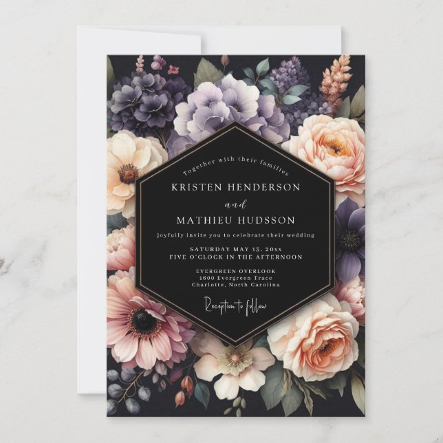 Convite Casamento Floral Místico Lavanda (Frente)