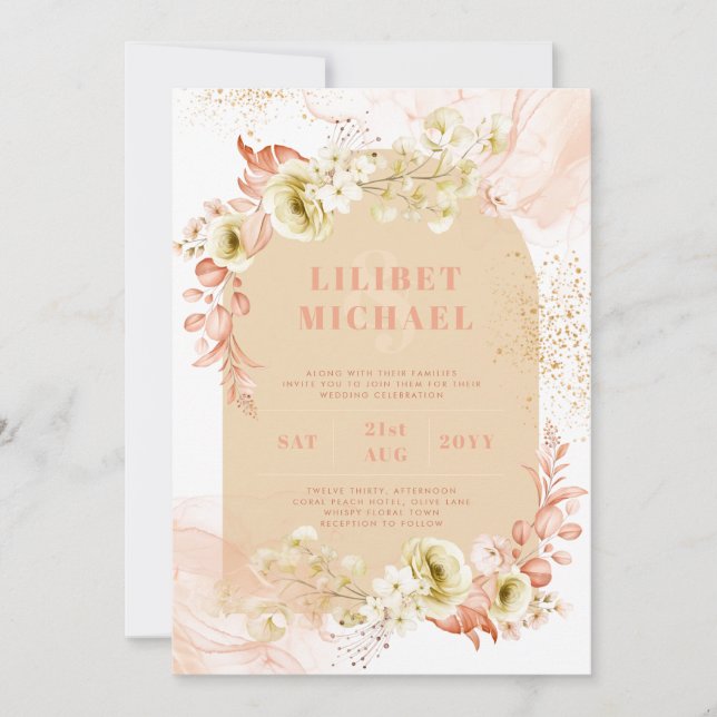 Convite Casamento Floral Mix Boho (Frente)