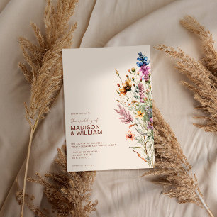 Convite Casamento Floral Modern Boho Wildflower
