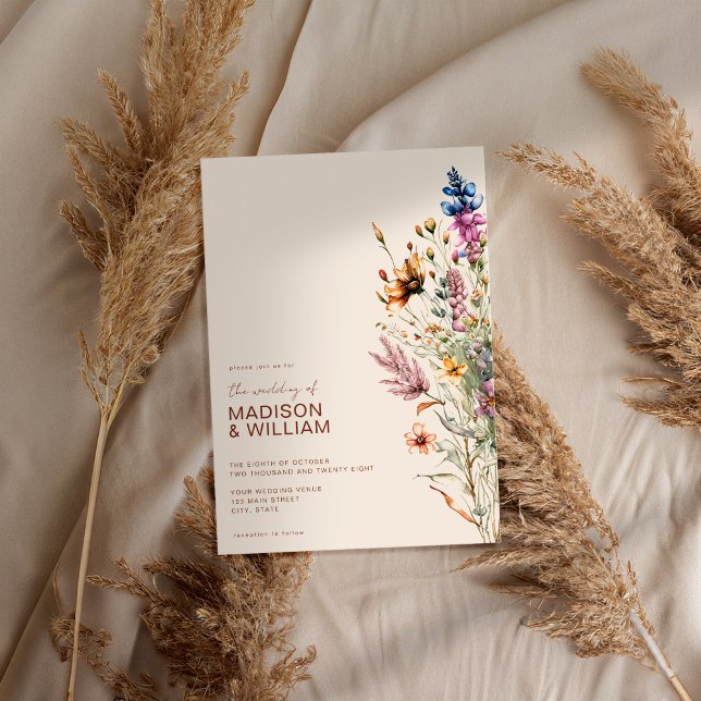 Convite Casamento Floral Modern Boho Wildflower (Criador carregado)